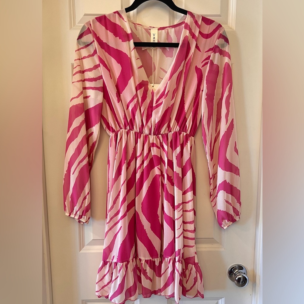 Vibrant Pink Patterned Mini Dress